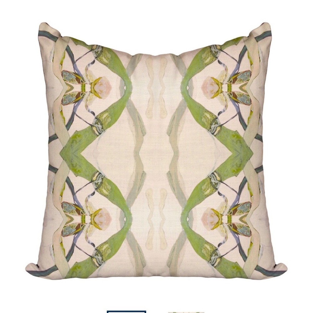 Windy O Connor‎ Green Moth Pillow Throw Accent Botanical 22x22